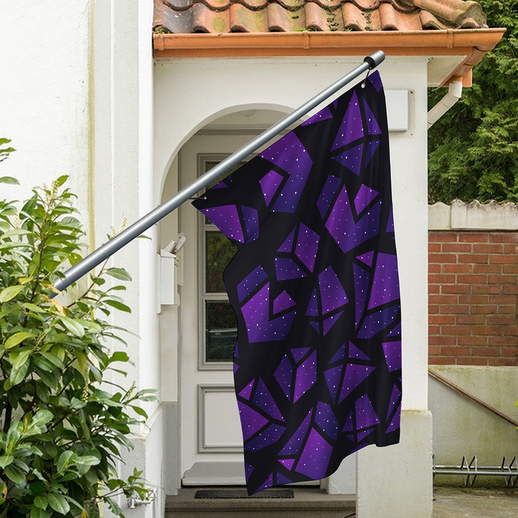 Purple Crystal Cosmic Galaxy Space Print Polyester Flag