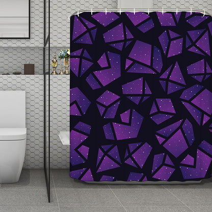 Purple Crystal Cosmic Galaxy Space Print Polyester Shower Curtain