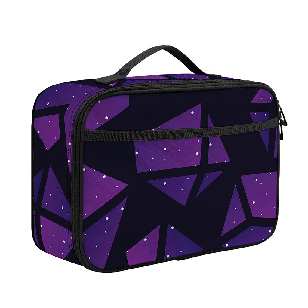 Purple Crystal Cosmic Galaxy Space Print Portable Lunch Bag