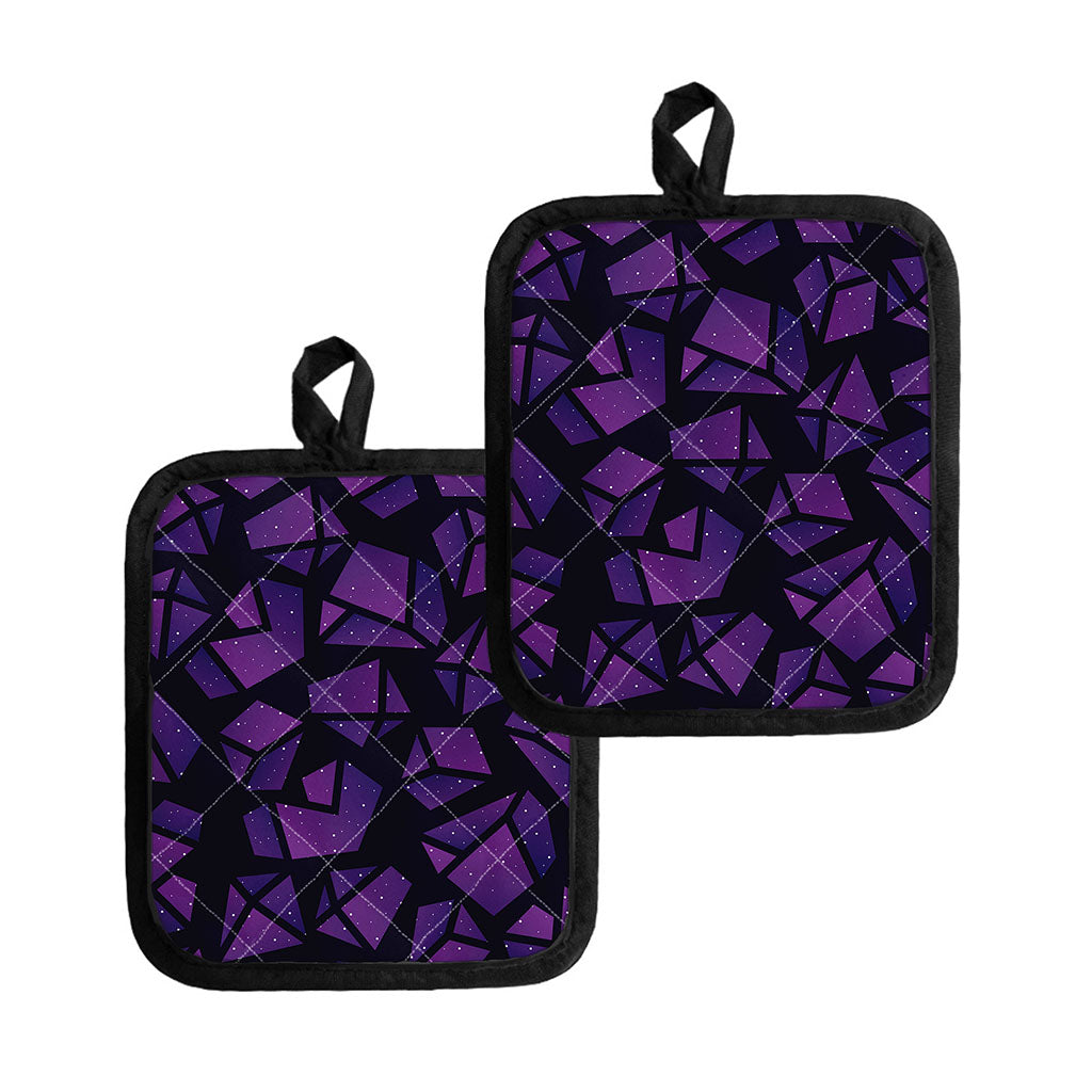 Purple Crystal Cosmic Galaxy Space Print Pot Holders