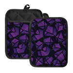 Purple Crystal Cosmic Galaxy Space Print Pot Holders With Pocket