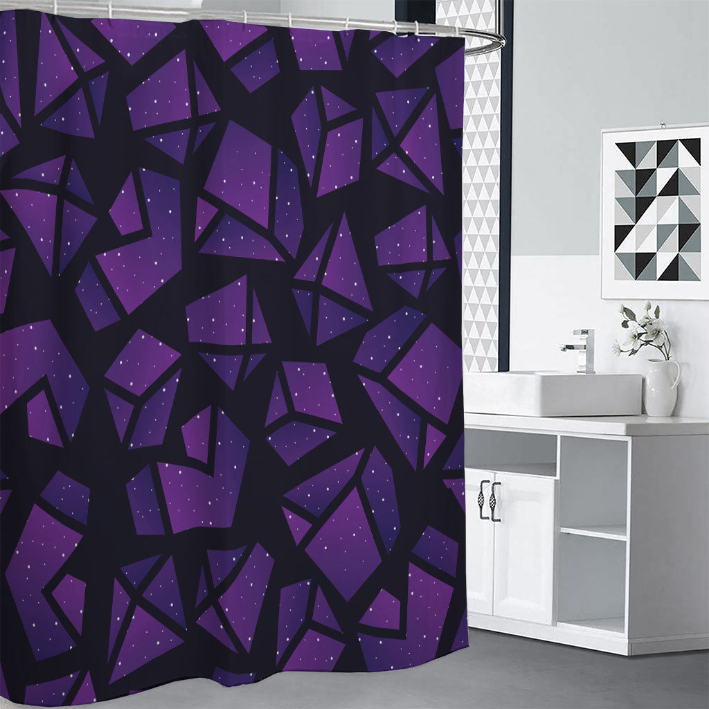 Purple Crystal Cosmic Galaxy Space Print Premium Shower Curtain