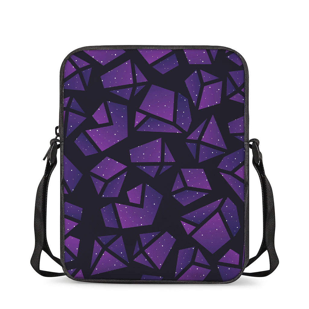 Purple Crystal Cosmic Galaxy Space Print Rectangular Crossbody Bag