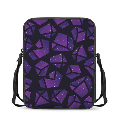 Purple Crystal Cosmic Galaxy Space Print Rectangular Crossbody Bag