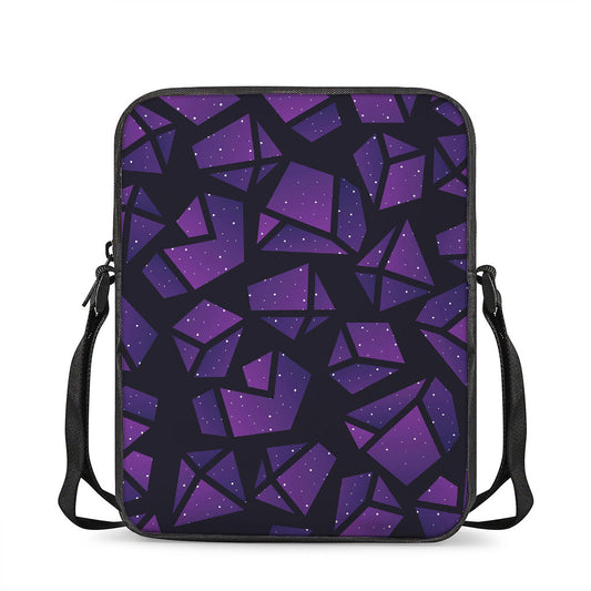 Purple Crystal Cosmic Galaxy Space Print Rectangular Crossbody Bag