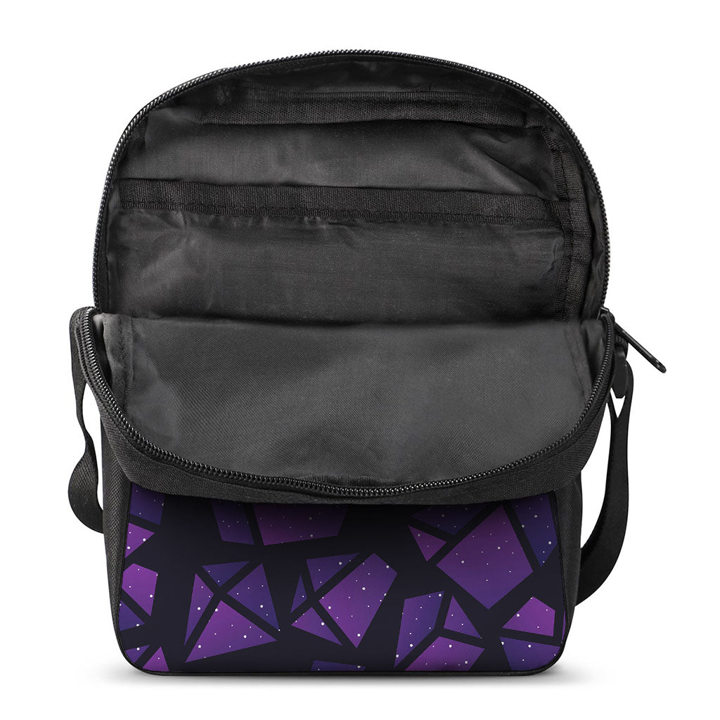 Purple Crystal Cosmic Galaxy Space Print Rectangular Crossbody Bag