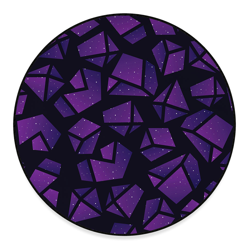 Purple Crystal Cosmic Galaxy Space Print Round Floor Mat