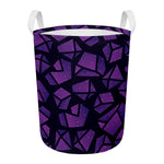 Purple Crystal Cosmic Galaxy Space Print Round Laundry Basket