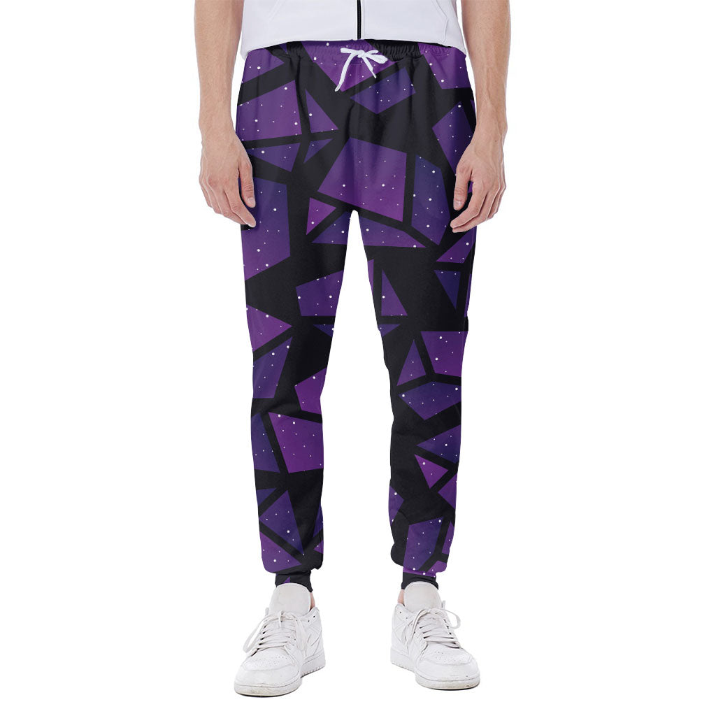 Purple Crystal Cosmic Galaxy Space Print Scuba Joggers