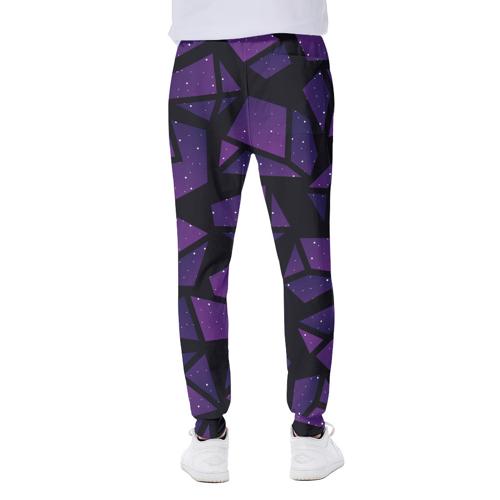 Purple Crystal Cosmic Galaxy Space Print Scuba Joggers