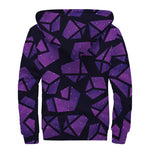 Purple Crystal Cosmic Galaxy Space Print Sherpa Lined Zip Up Hoodie