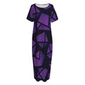 Purple Crystal Cosmic Galaxy Space Print Short Sleeve Long Nightdress