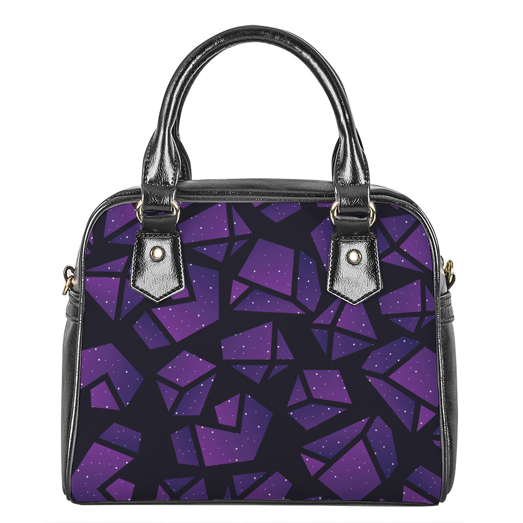 Purple Crystal Cosmic Galaxy Space Print Shoulder Handbag