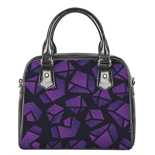 Purple Crystal Cosmic Galaxy Space Print Shoulder Handbag