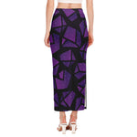 Purple Crystal Cosmic Galaxy Space Print Side Slit Maxi Skirt