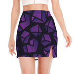 Purple Crystal Cosmic Galaxy Space Print Side Slit Mini Skirt