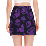 Purple Crystal Cosmic Galaxy Space Print Side Slit Mini Skirt