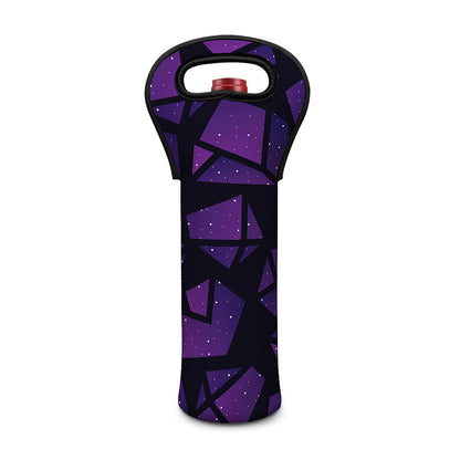 Purple Crystal Cosmic Galaxy Space Print Single Neoprene Wine Tote