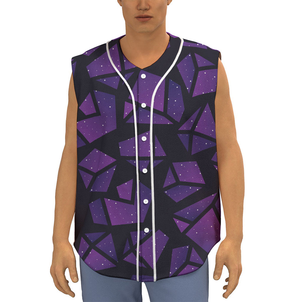 Purple Crystal Cosmic Galaxy Space Print Sleeveless Baseball Jersey