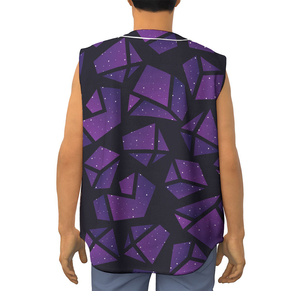 Purple Crystal Cosmic Galaxy Space Print Sleeveless Baseball Jersey