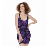 Purple Crystal Cosmic Galaxy Space Print Sleeveless Bodycon Dress