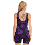 Purple Crystal Cosmic Galaxy Space Print Sleeveless One Piece Swimsuit
