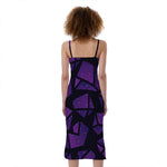Purple Crystal Cosmic Galaxy Space Print Slim Fit Midi Cami Dress
