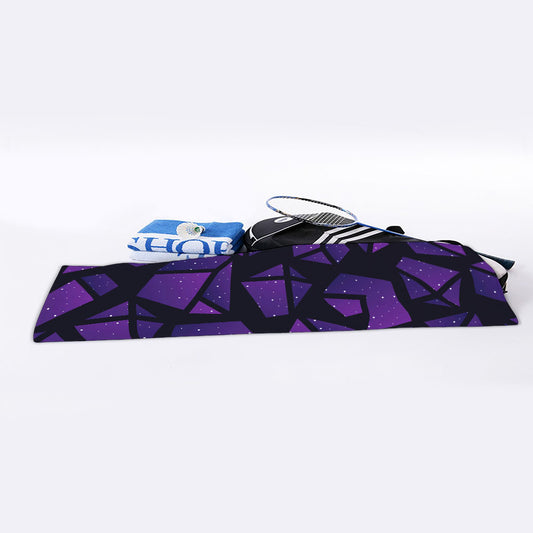 Purple Crystal Cosmic Galaxy Space Print Sports Towel