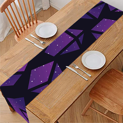 Purple Crystal Cosmic Galaxy Space Print Table Runner
