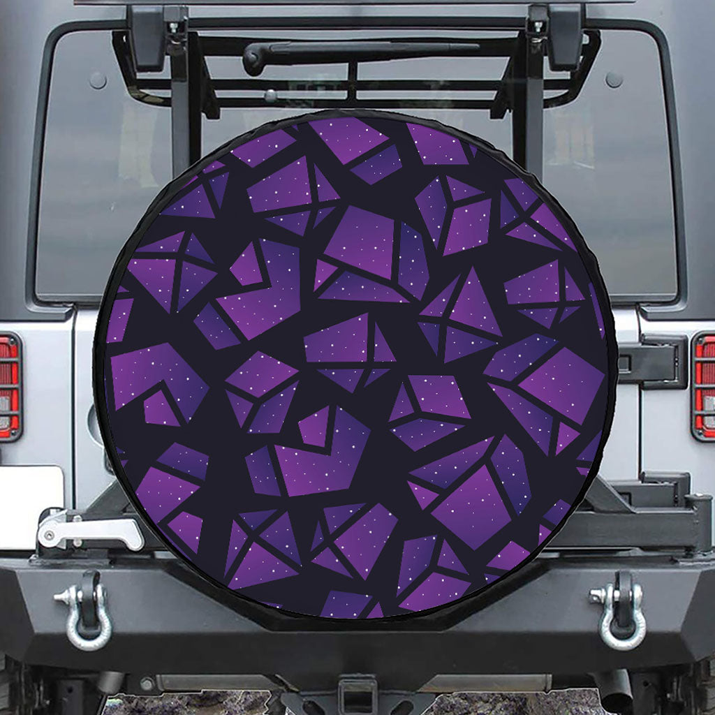 Purple Crystal Cosmic Galaxy Space Print Tire Cover