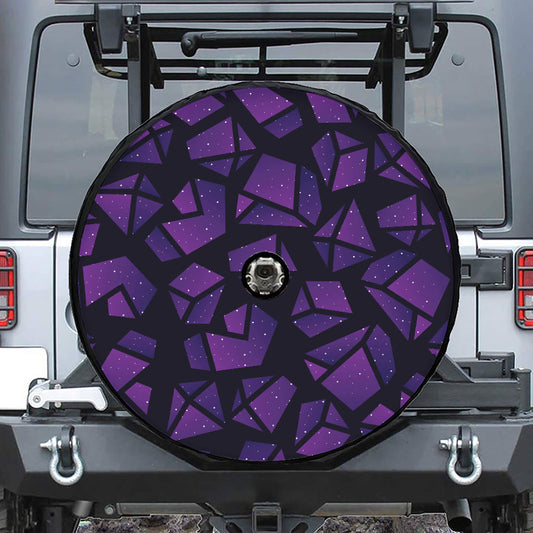 Purple Crystal Cosmic Galaxy Space Print Tire Cover With Camera Hole