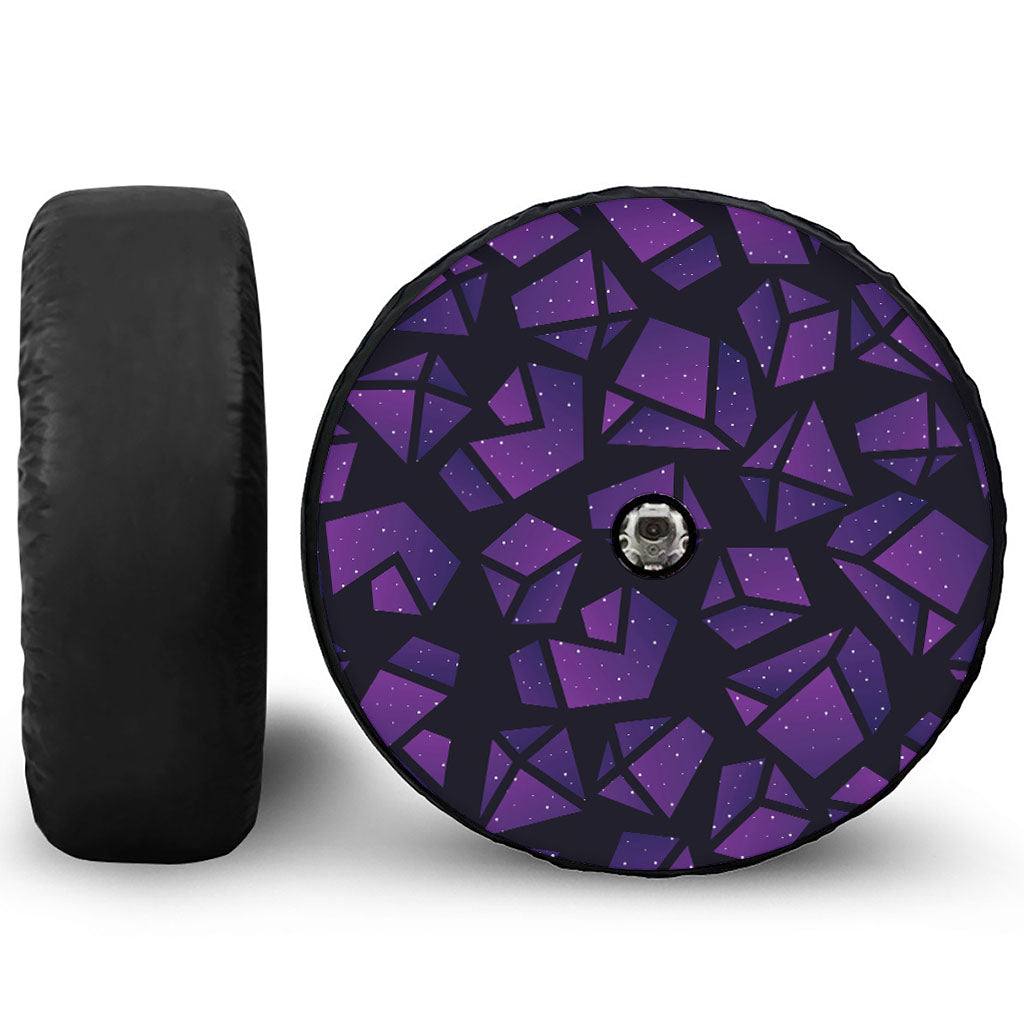 Purple Crystal Cosmic Galaxy Space Print Tire Cover With Camera Hole