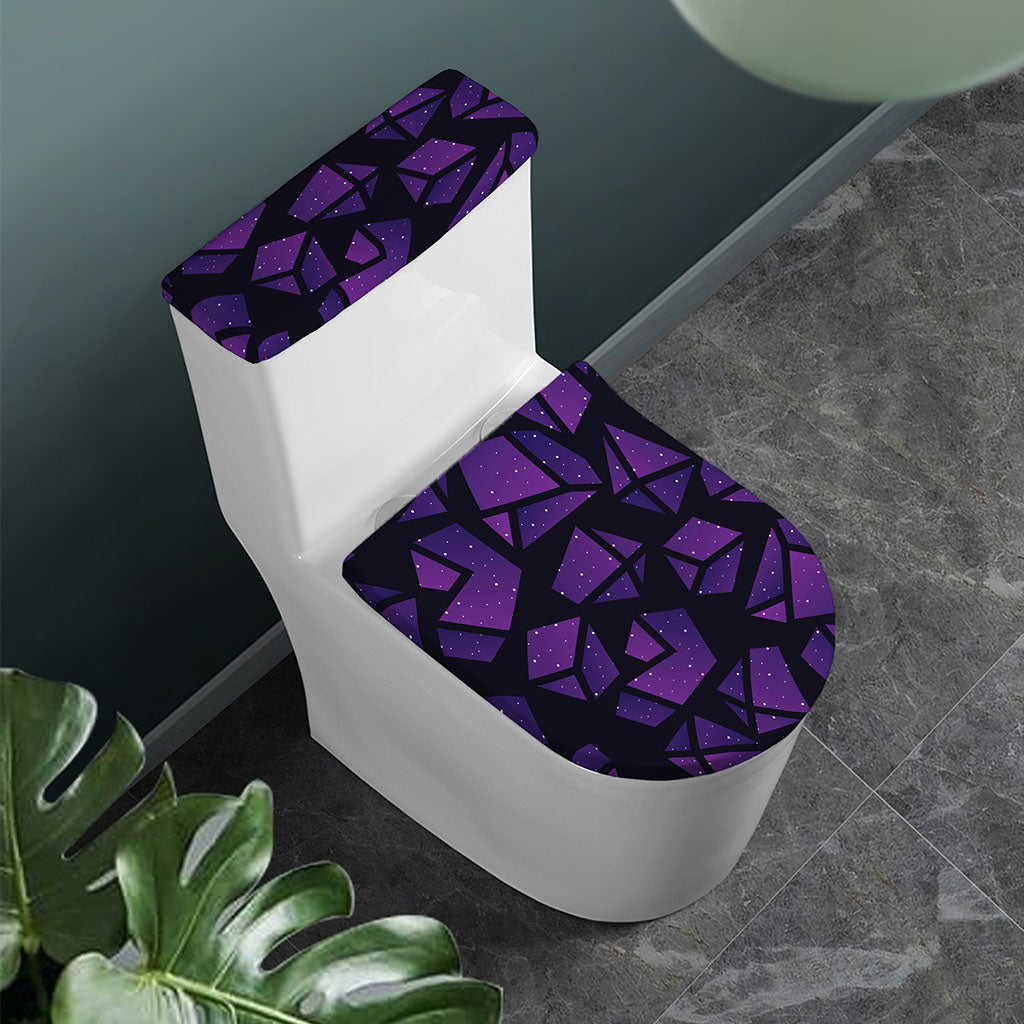 Purple Crystal Cosmic Galaxy Space Print Toilet Lid And Tank Cover Set