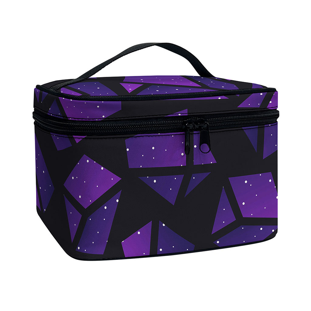 Purple Crystal Cosmic Galaxy Space Print Travel Makeup Bag