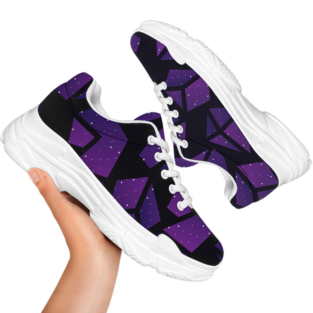 Purple Crystal Cosmic Galaxy Space Print White Chunky Shoes