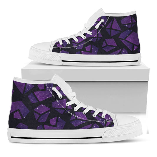 Purple Crystal Cosmic Galaxy Space Print White High Top Sneakers