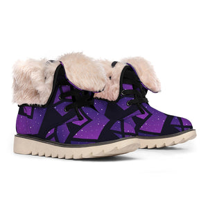 Purple Crystal Cosmic Galaxy Space Print Winter Boots