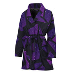 Purple Crystal Cosmic Galaxy Space Print Women's Bathrobe