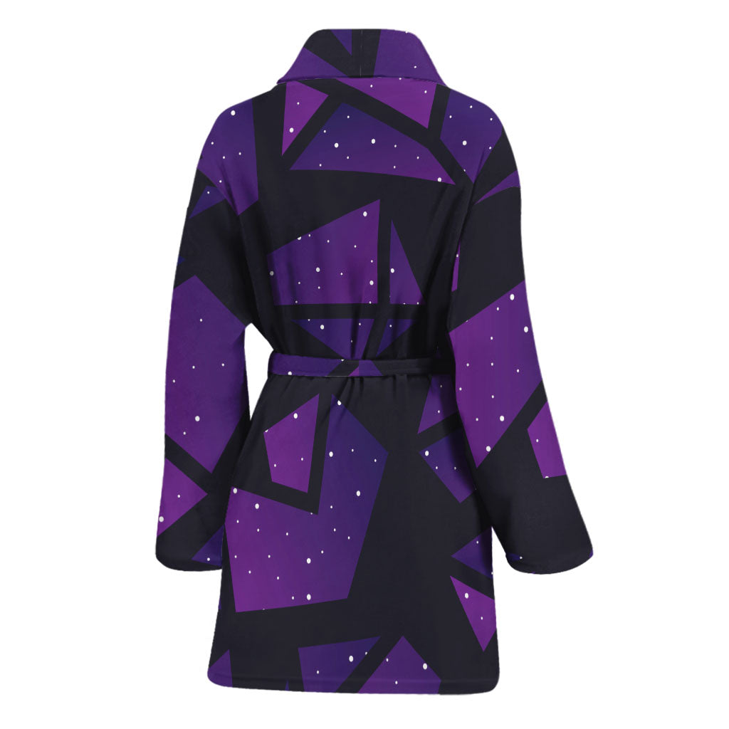 Purple Crystal Cosmic Galaxy Space Print Women's Bathrobe