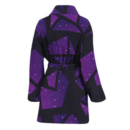 Purple Crystal Cosmic Galaxy Space Print Women's Bathrobe