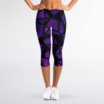 Purple Crystal Cosmic Galaxy Space Print Women's Capri Leggings