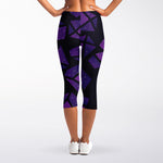 Purple Crystal Cosmic Galaxy Space Print Women's Capri Leggings