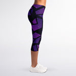 Purple Crystal Cosmic Galaxy Space Print Women's Capri Leggings