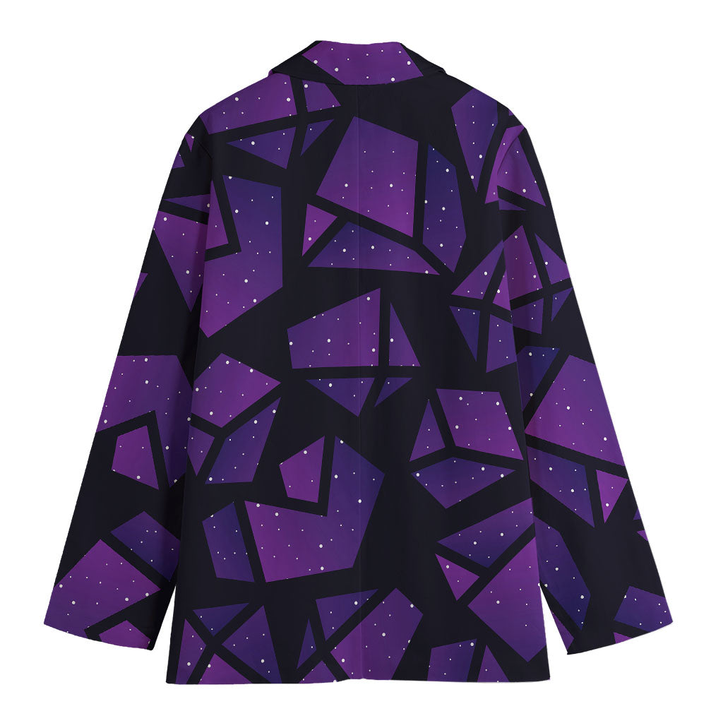 Purple Crystal Cosmic Galaxy Space Print Women's Cotton Blazer