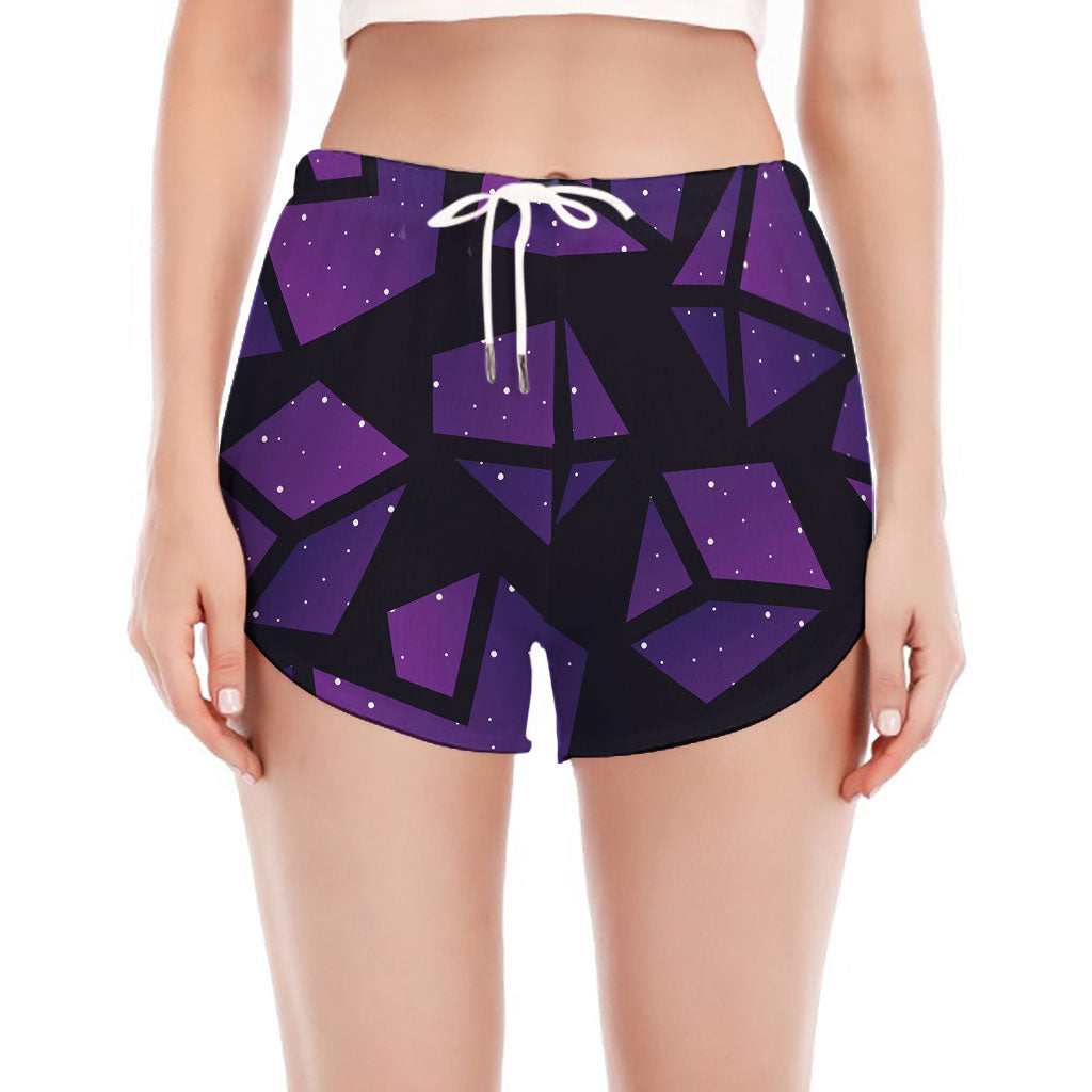 Purple Crystal Cosmic Galaxy Space Print Women's Split Running Shorts
