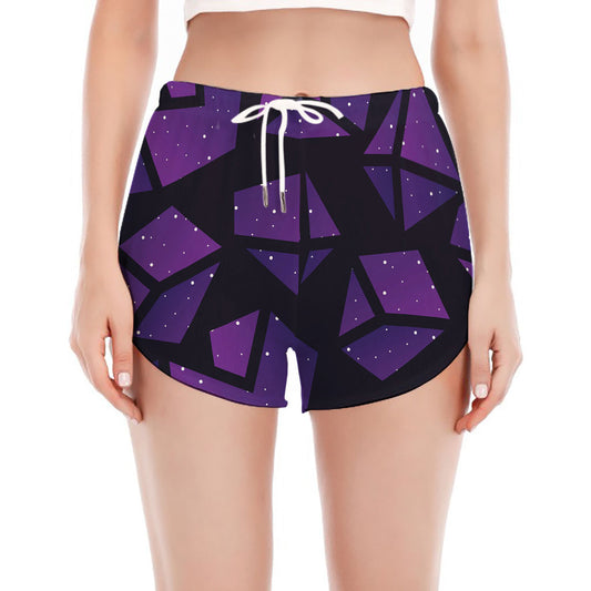 Purple Crystal Cosmic Galaxy Space Print Women's Split Running Shorts