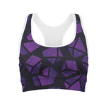 Purple Crystal Cosmic Galaxy Space Print Women's Sports Bra