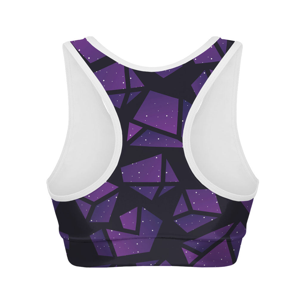Purple Crystal Cosmic Galaxy Space Print Women's Sports Bra