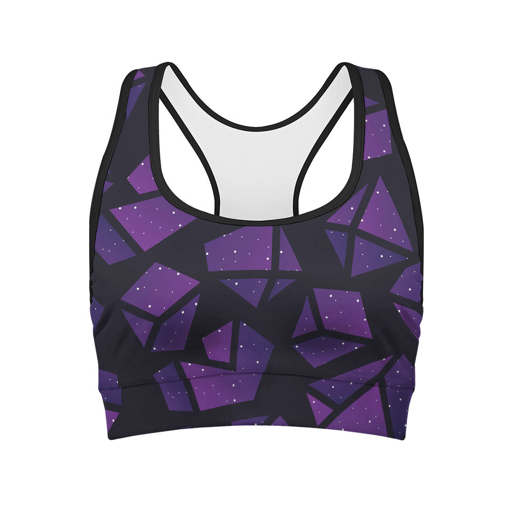 Purple Crystal Cosmic Galaxy Space Print Women's Sports Bra