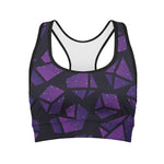 Purple Crystal Cosmic Galaxy Space Print Women's Sports Bra